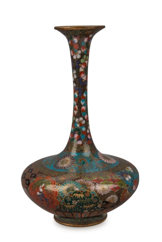 A fine antique Japanese cloisonné stemmed vase, Meiji period, 19th/20th century, ​​​​​​​15cm high 