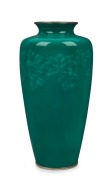 ANDO Japanese jade green cloisonn&eacute; vase with silver rim, 20th century,&nbsp; seal mark to base,&nbsp; 24cm high