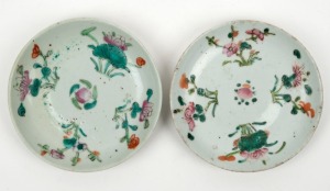 Two Chinese famille verte porcelain dishes, Qing Dynasty, 19th century,  ​​​​​​​13.5cm diameter