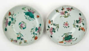 Two Chinese famille verte porcelain dishes, Qing Dynasty, 19th century, 13.5cm diameter