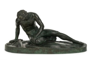 (After) MICHEL MONIER, The Wounded Gladiator, cast bronze, 19th century, 19cm high, 33cm wide, 17cm deep