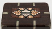 KARLSBAD antique Bohemian trinket box with inlaid stone panel top, 19th century,  6cm high, 11cm wide, 7cm deep - 2