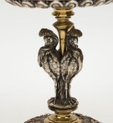 An antique French tazza, silvered bronze and copper titled SCHUBERT, 19th century, 22cm high, 26.5cm diameter - 3