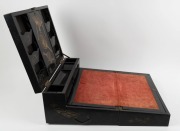 An antique Japanese lacquered writing box, made for the European market, circa 1870, ​​​​​​​20cm high, 47cm wide, 32cm deep - 3