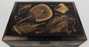 An antique Japanese lacquered writing box, made for the European market, circa 1870, ​​​​​​​20cm high, 47cm wide, 32cm deep - 4