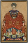 A pair of antique Chinese ancestor portrait paintings, Qing Dynasty, 19th century, ​​​​​​​84 x 53cm each overall - 2