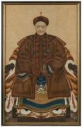 A pair of antique Chinese ancestor portrait paintings, Qing Dynasty, 19th century, ​​​​​​​84 x 53cm each overall - 3