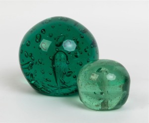 Two antique English glass dump paperweights, 19th century, 13cm and 7.5cm