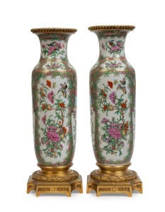 A pair of antique Chinese famille rose porcelain vases with French ormolu mounts, 19th century, 35.5cm high