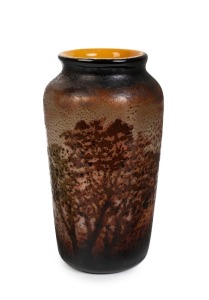 WEBB antique English cameo glass vase by LIONEL PEARCE, signed "Lionel Pearce", stamped "Webb" on the base, 22.5cm high