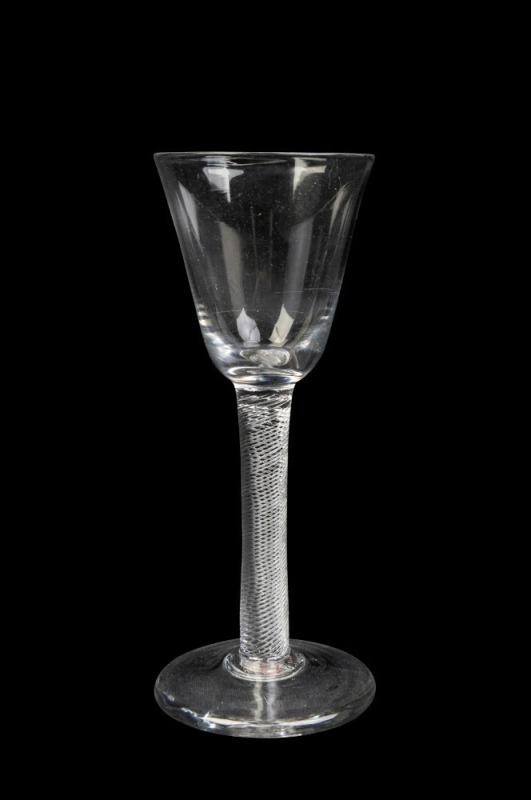 A Georgian wine glass with twisted glass stem, 18th/19th century, 15.5cm high