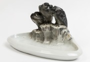 FRAUREUTH&nbsp;German porcelain figural bowl adorned with vultures, blue factory mark to base, 20cm high, 36cm wide