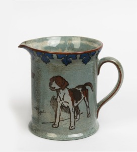 ROYAL DOULTON "Titanium" porcelain dog jug by CECIL ALDIN, early 20th century, green factory mark to base, 13cm high, 15cm wide