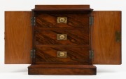 COLLECTOR'S CABINET antique walnut three drawer cabinet enclosed behind two string inlay doors, 19th century, ​​​​​​​32cm high, 31cm wide, 21cm deep - 2