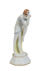 ROSENTHAL German porcelain Art Deco statue of a lady, green factory mark to base, 29cm high