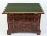 George I antique English bachelor's chest, walnut with oak secondary timbers, fold-over top with baize interior, 18th century, 76cm high, 82cm wide, 36cm deep - 2