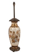 SATSUMA Japanese pottery table lamp with French ormolu mounts, Meiji period, early 20th century, ​​​​​​​74cm high overall - 2