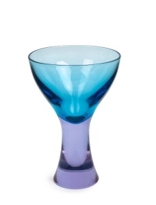 An amethyst and blue Murano glass stem vase, circa 1960s, 27cm high, 18cm diameter