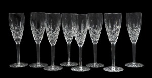 WATERFORD set of eight crystal champagne flutes, acid etched marks to the bases, ​​​​​​​21.5cm high