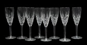 WATERFORD set of eight crystal champagne flutes, acid etched marks to the bases, ​​​​​​​21.5cm high