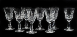 WATERFORD set of eight crystal wine glasses, acid etched marks to the bases, 15.5cm high