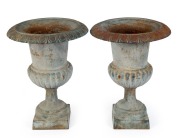 A pair antique French of cast iron garden urns, 19th century, 77cm high, 60cm wide