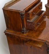 An exceptional pair of antique English bedside cabinets, figured and burr walnut veneer with fluted and carved three quarter pilasters, 19th century, 104cm high, 51cm wide, 52cm deep - 2