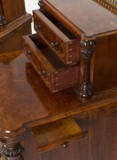 An exceptional pair of antique English bedside cabinets, figured and burr walnut veneer with fluted and carved three quarter pilasters, 19th century, 104cm high, 51cm wide, 52cm deep - 3