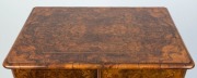 An antique English burr walnut and boxwood marquetry inlay music cabinet with secretaire top compartment, leather tooled writing surface and handsomely fitted interior, late 19th century, ​​​​​​​99cm high, 61cm wide, 40cm deep - 2