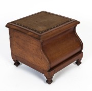 A Colonial Australian cedar storage box / commode with serpentine front and full turned legs, mid 19th century, ​​​​​​​38cm high, 43cm wide, 42cm deep