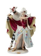 ROYAL DUX impressive Czechoslovakian porcelain carnival figural group, factory mark to base, 49cm high