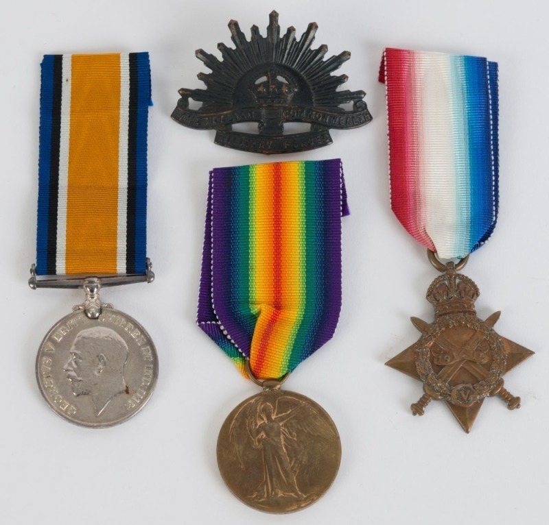 Trio to WIA at Gallipoli: 1914-15 Star; British War Medal 1914-18; Victory Medal 1914-19. 945 Private Joseph McKEVER. 12/Bn. A.I.F. on first medal, 945 ER/W.O. (1) J.McKever. 12/Bn. A.I.F. on second medal, 945 ER-WO.1. J.McKever. 12 Bn. A.I.F. on last med