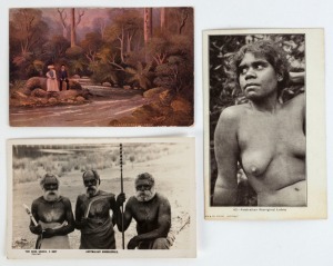 Swain & Co. "Australian Aboriginal Lubra" undivided back RP postcard; plus 2 other Australian subjects. (3).