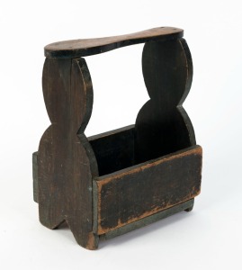 An antique shoeshine box, painted kauri pine, 19th century,  35cm high, 30cm wide, 19cm deep 