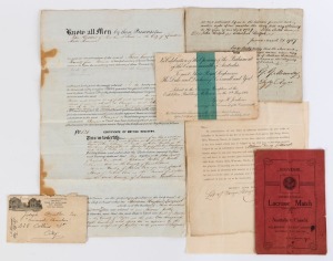 OPENING OF PARLIAMENT invitation dated 9th May, Melbourne. Together with a small assortment of documents and ephemera, 18th, 19th and 20th century.