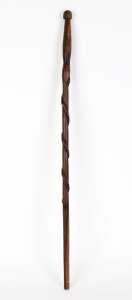 An Australian folk art walking stick carved with emu, kangaroo and snake, 19th/20th century, ​​​​​​​88cm high