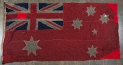 RED ENSIGN FLAGS. Group of three Australian red flags, early to mid 20th century, approximately 130 x 260cm each