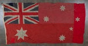 RED ENSIGN FLAGS. Group of three Australian red flags, early to mid 20th century, approximately 130 x 260cm each - 3