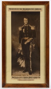 HIS EXCELLENCY CHARLES JOSEPH LATROBE ESQ., Super Intendant of the District of Port Phillip, 1839-1851. Lieutenant-Governor of Victoria 1851-1854. Framed presentation with hand-titled heading "PRESENTED BY THE MELBOURNE CITY COUNCIL, 17th OCTOBER, 1932". 