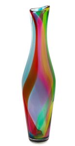 GRANT DONALDSON (attributed) impressive Australian studio art glass vase in pink, green and blue,  74cm high 