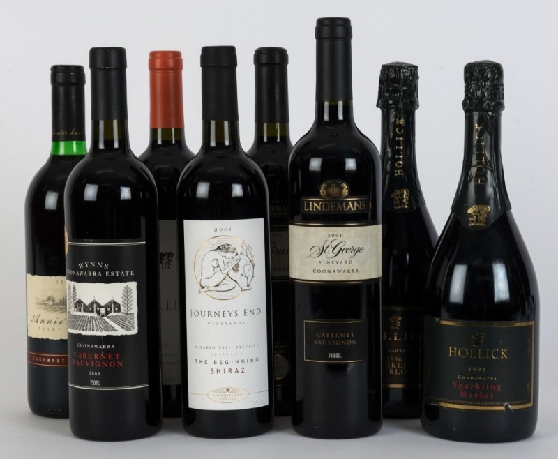 A SOUTH AUSTRALIAN SELECTION: 1995 Lindemans Pyrus; 1995 Annie's Lane Cabernet Merlot; 1996 & 1998 Hollick Sparkling Merlot; 2000 Wynns Coonawarra Cabernet Sauvignon; 2001 Lindemans St.George Cabernet Sauvignon; 2001 Journeys End Shiraz; 2002 Hollick Cabe