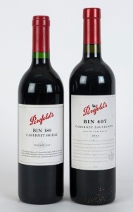 2000 PENFOLDS Bin 389 Cabernet Shiraz (1 bottle) and 2004 PENFOLDS Bin 407 Cabernet Sauvignon (1 bottle).