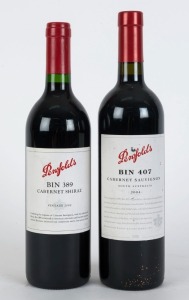 2000 PENFOLDS Bin 389 Cabernet Shiraz (1 bottle) and 2004 PENFOLDS Bin 407 Cabernet Sauvignon (1 bottle).