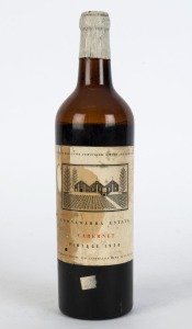 1954 WYNNS COONAWARRA ESTATE Cabernet, South Australia. (1 bottle). Note: low shoulder; label stains.