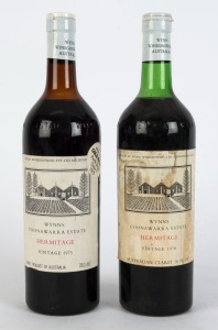 1970 WYNNS COONAWARRA ESTATE Hermitage (Shiraz), Coonawarra, (1 bottle), also 1975 (1 bottle). Total: 2 bottles.