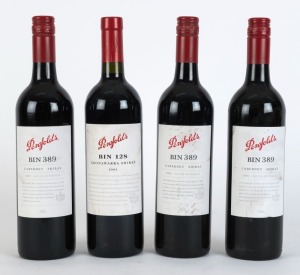 2009 PENFOLDS Bin 389, Cabernet Shiraz, Magill, South Australia (3 bottles), together with 2003 PENFOLDS Bin 128, Shiraz, Coonawarra, South Australia (1 bottle). Total 4 bottles
