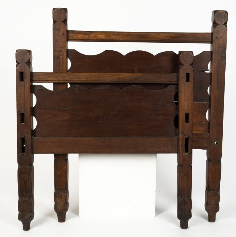 An antique Colonial Australian blackwood child's bed, Tasmanian origin, early 19th century, 105cm high, 83cm wide, 146cm long