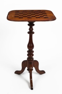 An antique Australian games-top wine table, blackwood and kauri pine, circa 1880, 71cm high, 46cm wide, 42cm deep