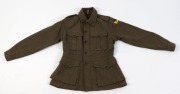 WW2-era 10th LIGHT HORSE REGIMENT Australian Army wool uniform service jacket; with brass buttons, rising sun collar & Australia title badges. Cotton-type 10th Light Horse colour patches to both upper arms, each with sewn in "A". 1941 dated and manufactur