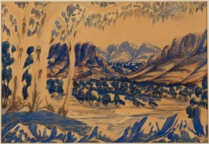 ARNULF EBATARINJA (1931 - 1988) Twilight Central Australia, watercolour, signed lower centre, 25 x 35cm.